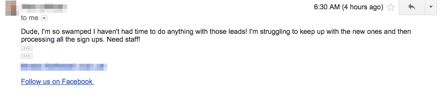 Client Email Testimonial - Overwhelmed with Leads from CPC Ninja