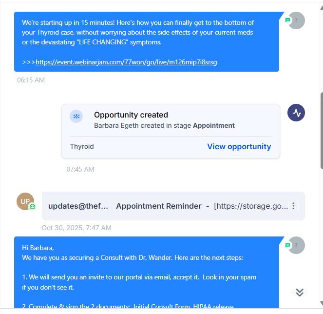 Automated appointment reminder for health consultation